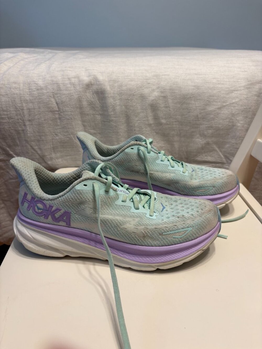 HOKA Clifton 9 Women’s 9.5 Sunlit Ocean Lilac Mist Running Shoes - Picture 2 of 7
